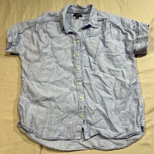 J.Crew Baird McNutt Irish Linen Short Sleeve Shirt M Light Blue Sz Medium